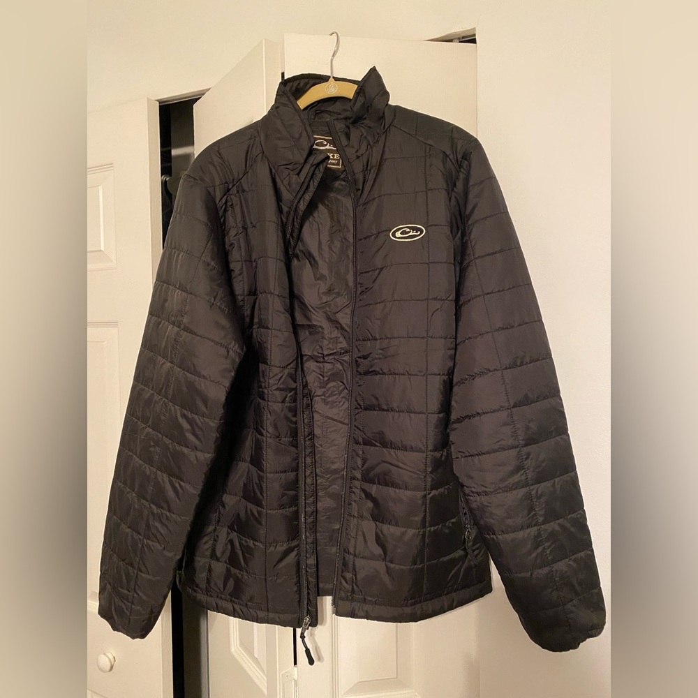 Drake black puffer coat.